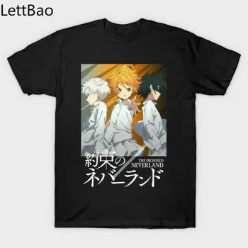 Yakusoku Č. Neverland Zaslíbené Země Nezemě Squad Anime Black T-Shirt Příležitostné Letní Módní Oblečení