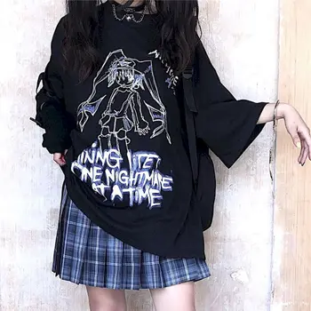 NiceMix anime Harajuku tričko ženy punk street t shirt vintage plus velikosti oblečení letní t-shirts o-krk preppy grafické tee