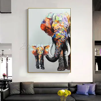 Olejomalba Na Plátně Abstraktní Zvířat elephantm Ručně Malované akryl barevné Wall art home dekor Malování Pro Obývací Pokoj