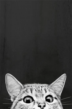 Akvarel Minimalistický Kawaii Zvířat, Černé Kočky Hlavu Plátno A4 Umění Tisku, Plakát Nordic Zdi Obraz Domova Malování