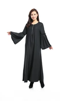 Nové Muslimské šaty s dlouhým rukávem Vlastnosti Arabských volné roucho Čisté barvy slunečního světla konopí nedělní oblečení