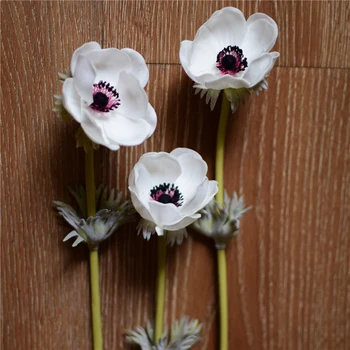 Bílé Sasanky Přirozené Real Touch umělé Květiny Jediném Stonku pro Silk svatební Svatební Kytice Dekorativní Květinové Centerpieces