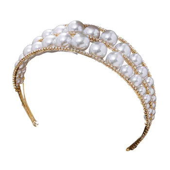Korejský Korálkové Sladké Hairbands Víla immitation velké perlový diadém ženy, svatební hairbands nevěsta vlasy šperky
