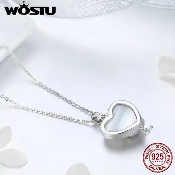 WOSTU Romantické 925 Sterling Silver, Kočka Milenec Shell Přívěsek Náhrdelník Pro Ženy, Ženské Módní Značka Šperky Dárek CQN297