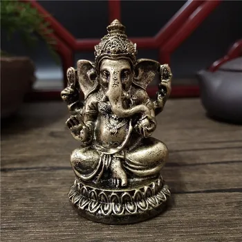 Bronzová Barva Lord Ganesha Sochy Buddhy Slon Hinduistický Bůh Socha Figurky Ozdoby Pryskyřice Domů Dekorační Štěstí Dárky