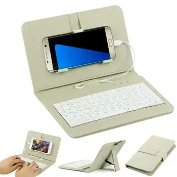 Portable PU Kůže Kabelové Klávesnice pro Ochranné Mobilní Telefon Pouzdro s Klávesnicí pro Redmi Huawei Smartphone Samsung Kryt