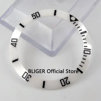 38 mm bílé keramické bezel vložit fit 40mm SUB Automatické hodinky pánské hodinky černé značky provedené BLIGER továrny BB15