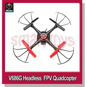 WLToys V686G Kvadrokoptéra s 3ks Baterie 5.8 G FPV Bezhlavý Režimu Drone s 2MP HD Kamera Monitor DV686 Vrtulník
