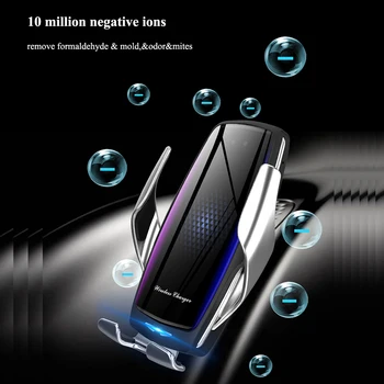 Čistička vzduchu Auto Držák Telefonu Bezdrátová Nabíječka Qi Automatické Svorky Rychlé Nabíjení Držák pro Huawei P30Pro Mate30 Iphone11 XR XS MAX