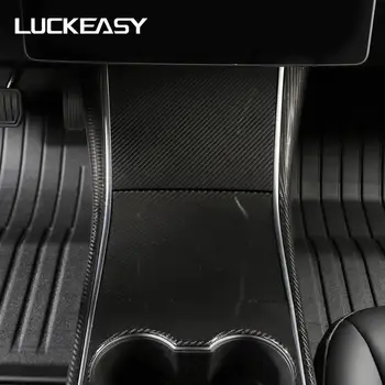 LUCKEASY Auto centrální ovládací panel ochranný patch pro Tesla Model 3 a Tesla model Y 2017-2019 uhlíkových vláken 4ks/set