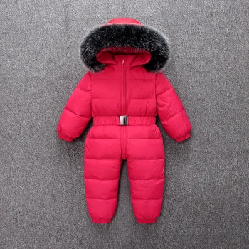 -30 stupeň ruské zimní dětské oblečení péřová bunda chlapce, svrchní kabát děti zahustit Vodotěsné kombinézy Holčička oblečení