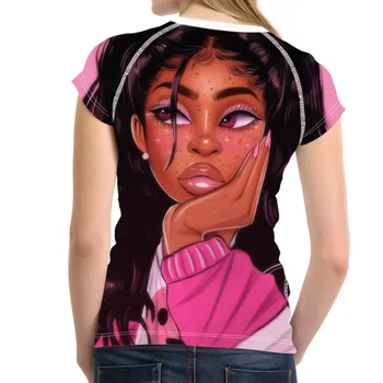 WHEREISART Melaninu Ženy Tričko Černé Dívka Tančí Hip Hop Harajuku Vtipné Trička Dámské Grafické Tričko Streetwear 3D tisk T Košile