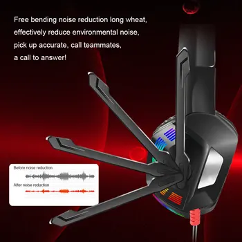 Profesionální Led Světlo Gamer Headset pro Počítače PS4 Herní Sluchátka Nastavitelný Bass Stereo PC Sluchátka S Mikrofonem