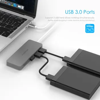 USB-C Hub s Porty USB 3.0 a SD/TF Card Reader Kompatibilní Nový MacBook Air, 2019-2016 MacBook Pro, Multi-Port Typu C Adaptér