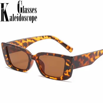 2021 Obdélník, sluneční Brýle, Ženy, Luxusní Značky Candy Barva Vintage Náměstí Sluneční Brýle Dámy Sexy Zelené Leopardí Brýle UV400