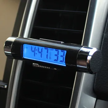 2v1 Auto Auto LCD s Clip-on Digitální Teploty Teploměr Hodiny Kalendář Automotive Modré Podsvícení Hodiny