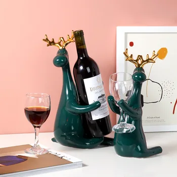 Evropské Keramické Červené Víno Rack Držák na Láhve Kreativní Figurky, Miniatury Jelení Rodiny Vybavení Článku pro Domácí Svatba Dekor