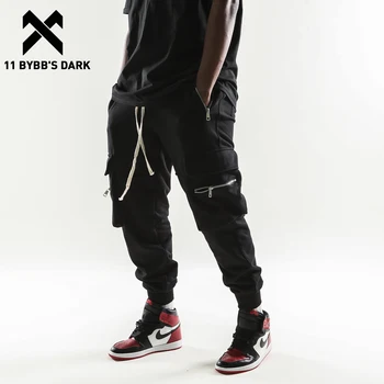 11 BYBB JE TMAVĚ Hip Hop 2020 Letní Zip Kapsy Cargo Kalhoty Módní Streetwear Volné Ležérní Běžci Muži Tatical Kalhoty Černé