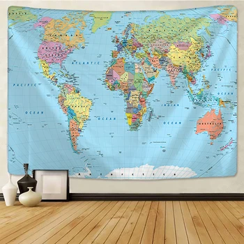 Mapa gobelín s vysokým rozlišením mapa tkaniny zavěšení na zeď dekorace akvarel mapa dopis polyester ubrus Jóga beach t