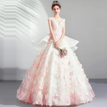 Je to Yiiya Svatební Šaty Růžové Sexy šaty bez Rukávů Svatební Šaty Elegantní Crystal Plus Velikost Miláček Vestido De Novia 2019 E605