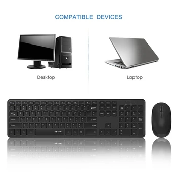 Želé Hřeben Ultra Slim 2.4 GHz, USB Klávesnice a Myš Combo pro PC Notebook Window XP 7/8/9 Ergonomické Klávesnice a Myši v Plné Velikosti