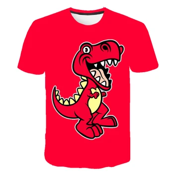 Nové Letní Krátký Rukáv T-Košile Pro Kluky, Dívky Cartoon Dinosaur 3D Tištěné T Košile, Děti, Vánoce, Dítě, Dívka, Topy 4~14T Tričko