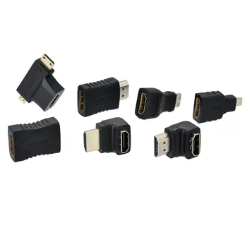 7Pcs/lot 2 v 1 HDMI Adapter kit Black Mini HDMI Samec Samice Adaptér Převodník Extender Podporuje HDTV