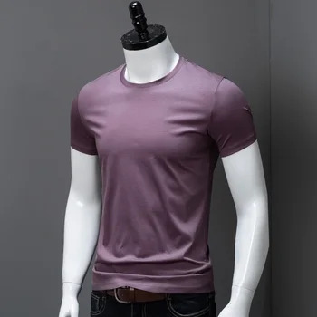 2020 Oblečení 9 Barev Muži Tričko Muži Mercerovaná Bavlna T-shirts O-Krk Krátký Rukáv T-košile Pro Muže Plná Barva M-4XL