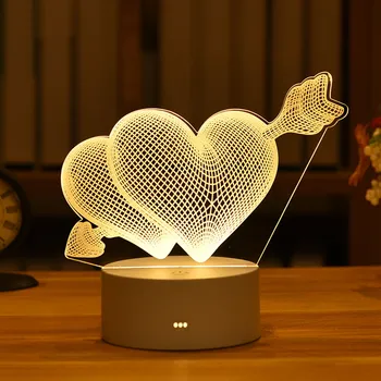 3D LED Noční Světlo Kreativní Dítě v Noci LampTable Noční lampičky Romantické Srdce Nést Světlo Děti Gril Valentýn Dárek Dárek