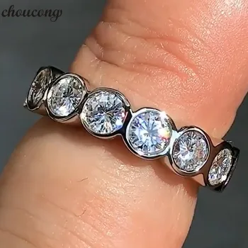 Choucong 2018 Věčnost Prst prsten 3mm Sona AAAAA Zirkony 925 mincovní Stříbro Zásnubní Svatební Kapely Prsteny Pro Ženy, muže, Šperky