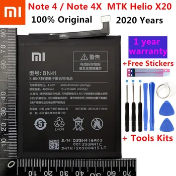 2.020 Nová Pro Xiao Mi BN41 Baterie Pro Xiaomi Redmi Note 4 / X4 4000mAh Originální Baterie pro Mobilní telefony+Nástroje Zdarma