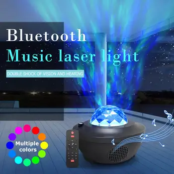 Romantická Hvězdná Obloha, Voda Mává LED Laser Projektor Světlo USB Bluetooth Hudební Přehrávač Efekt Noční Světlo s Dálkovým ovládáním Hot