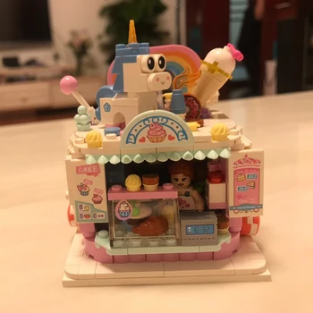 LOZ 1731 Zábavní Park Cake Shop Obchod s Potravinami, Pekárna 3D Model 537pcs DIY Mini Bloky, Cihly, Stavební Hračky pro Děti bez Krabice