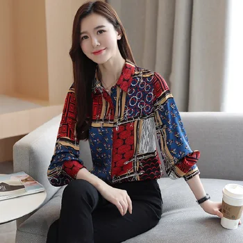 Tisk halenky ženy módní 2020 dámské košile dámské oblečení korejský styl podzim ležérní dlouhý rukáv topy pro ženy