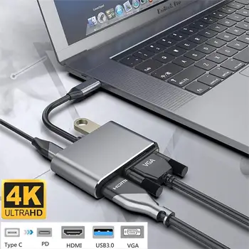4 v 1 USB Typu C Na 4K@60HZ 1080P VGA, USB 3.0 Audio Video Adaptér PD 87W Rychlá Nabíječka Pro Macbook MateBook Samsung S10