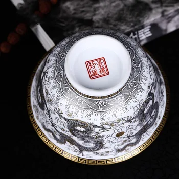 160ml Jingdezhen Gaiwan Ručně Malované Dragon Vzor Ušlechtilé Čajová Miska Porcelán Sklenice Teaware Domova Kolekce Čaj Mísa