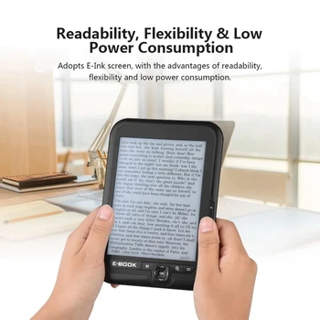 Nový BK-6006 Portable E-Book Reader, 8 GB E-Ink 6 Palcový Multifunkční čtečka elektronických knih 800X600 Displej s Vysokým Rozlišením Sn 300DPI
