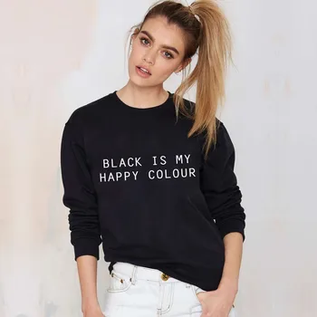 ČERNÁ JE MOJE veselá BARVA ženy instagram módní mikina černé milence mikiny dívky ležérní pulovry topy jumper