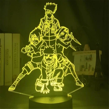Anime Naruto 3D Noční Světlo, Iluze, Světlo Team 7 Sasuke Hatake Kakashi Itachi Uchiha LED Dotyková Stolní Dekorace Světlo, Děti Dárek