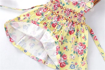 Letní květina dívka šaty dětské oblečení smocked ručně vyráběné bavlněné dětské oblečení děti oblečení butiky