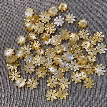 5ks Přírodní Žlutá Shell Korálky, Květina, okvětní Lístky Tvaru Přívěsky pro Ženy Diy Náušnice Šperky Velikost 10mm