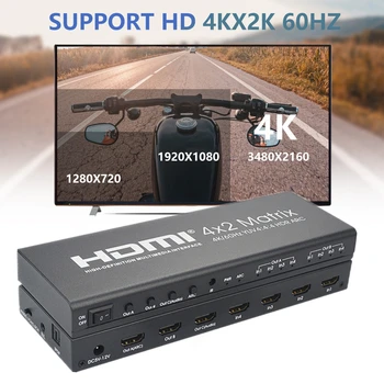 4K/60 hz HDMI 2.0 4X2 Matrix Splitter s audio optický toslink HDR ARC HDMI 4 v 2 z