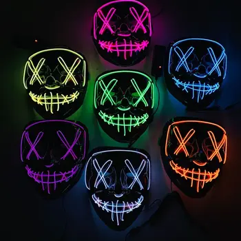 Halloween Maska LED Světlo Up Party Masky Regenerační Volební Rok Skvělé Vtipné Masky Festival Dodávky Cosplay Kostým Záře Ve Tmě