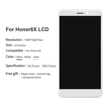 Testováno LCD Pro Huawei Honor 6X BLN-L24 BLN-AL10 BLN-L21 BLN-L22 LCD displej, Digitizér Dotykové obrazovky S Rámeček