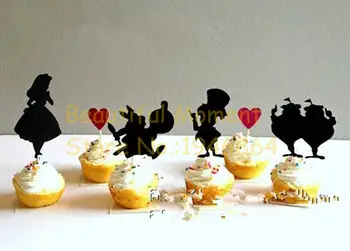 30ks třpytky Alenka V říši Divů narozeniny Cupcake Zavírače svatební Sprcha svatební Rozlučky se svobodou zacházet s jídlo tipy dekorace