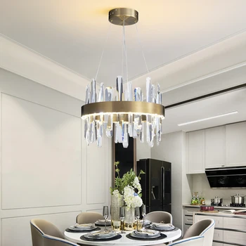 Moderní kulatý zlatý lustr kroužky v obývacím pokoji, ložnice, jídelny, domácí dekorace křišťálové závěsné svítidlo