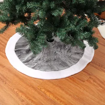 Vánoční Strom Sukně Krátký Plyš Vyšívané Vánoční Strom Sukně, Ozdoby Na Vánoční Stromky Nový Rok Dekorace Pro Domov