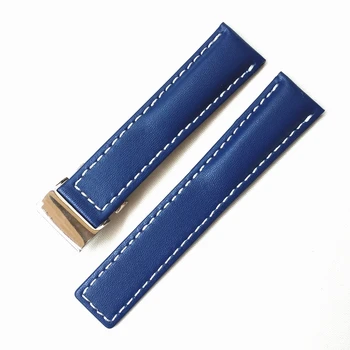 22mm 24mm Modrá Hnědá Černá Originální Kožené Watchband Náramek Pro Breitling Avenger Navitimer Super Oceán Hodinky Popruh Náramek