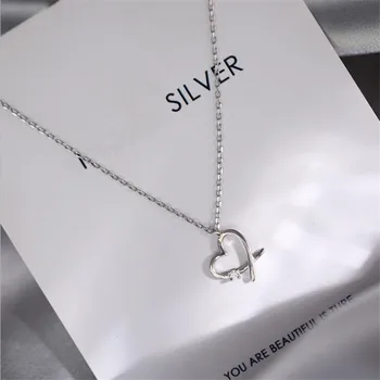 Nové Jednoduché Lásce Ve Tvaru Srdce Umění, Design, Flash Crystal 925 Sterling Silver Šperky Romantické Dutý Přívěsek Náhrdelníky H528