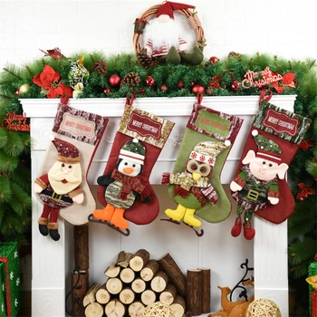 Santa Claus Sněhulák Vánoční Ponožky Bavlněné Punčochy Vánoční Dekorace Pro Domácí Vánoční Dárky, Nový Rok Dárek 2021